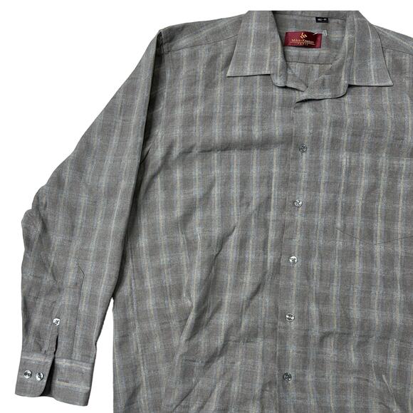 Keaton Grey Gingham Buttondown Collard Shirt 16.5 - 41 Large - Picture 2 of 4